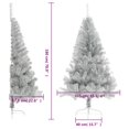 thumbnail image 4 of vidaXL Artificial Half Christmas Tree with Stand Silver 180 cm PET, 4 of 5
