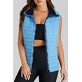 thumbnail image 1 of I AM A FASHION JUNKY Sky Blue Plush Collared Quilted Zipped Puffer Vest (SkyBlue, S, 100%Polyester), 1 of 8