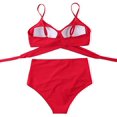 thumbnail image 3 of Women Criss Cross High Waisted String Floral Printed 2 Piece Bathing Suits(Red，S), 3 of 7