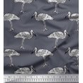 thumbnail image 1 of Soimoi Modal Satin Fabric Heron Block Printed Fabric 1 Yard 42 Inch Wide, 1 of 3
