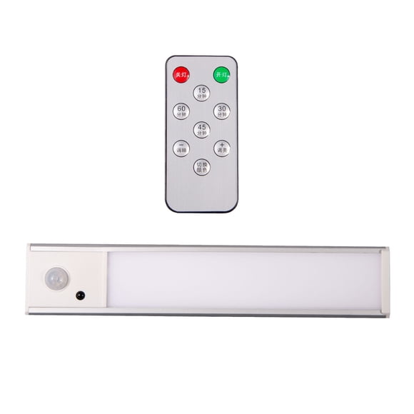 Bande Lumineuse à Détecteur de Mouvement LED 20 cm, Lumière Magnétique Rechargeable pour Armoire avec Télécommande, Batterie 750 mAh, Angle de Détection 120°, Portée 8 m, Aucun Câblage Requis, Chargement USB pour Garde-Robe
