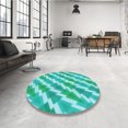 thumbnail image 4 of Ahgly Company Machine Washable Indoor Round Transitional Turquoise Green Area Rugs, 5' Round, 4 of 7