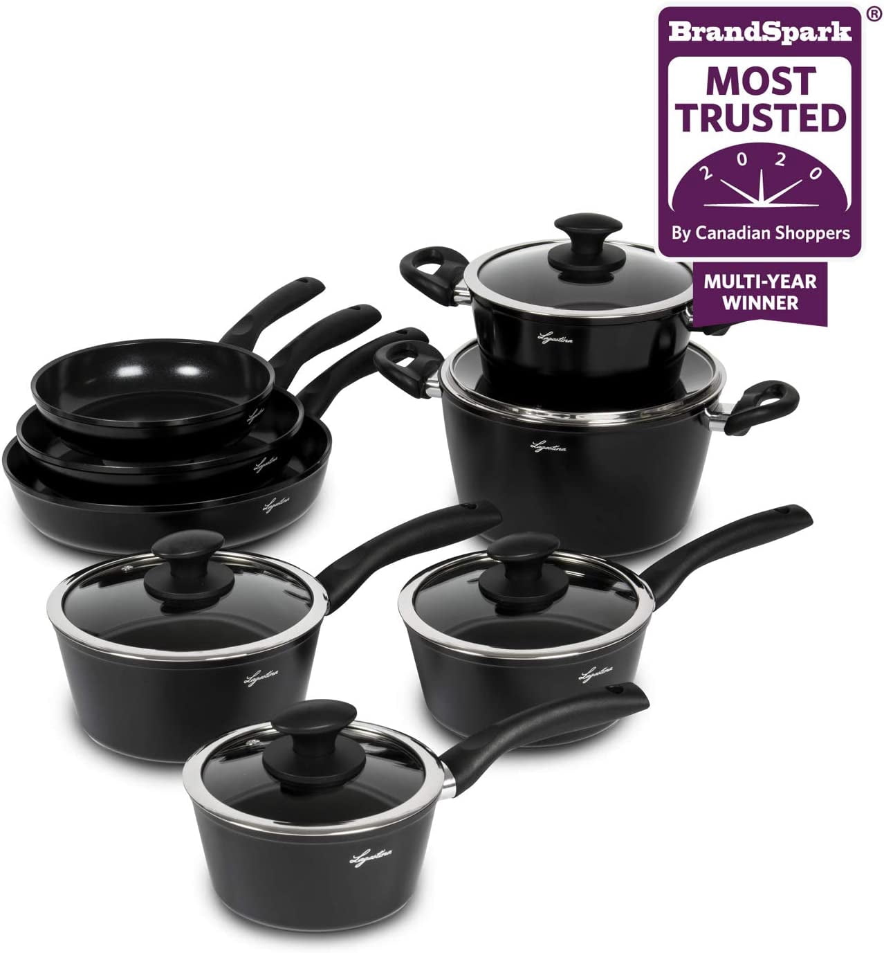 Lagostina L502613613 Endura Ceramic Non-Stick 13 Pieces pots and Pans Cooking Sets, All Heat hobs Including Induction, PFOA and PTFE Safe