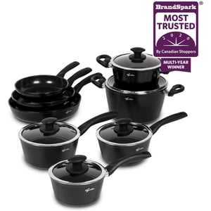 Lagostina L502613613 Endura Ceramic Non-Stick 13 Ensembles de cuisson en pièces et casseroles, Toutes les plaques de cuisson, y compris induction, PFOA et PTFE En sécurité