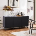 thumbnail image 3 of Wirrytor Sideboard Storage Cabinet with Doors and Shelves, Buffet Cabinet with Storage, Credenza Storage Cabinet for Kitchen, Wooden Fluted Cabinet, Under TV Cabinet with Storage,Black, 3 of 10