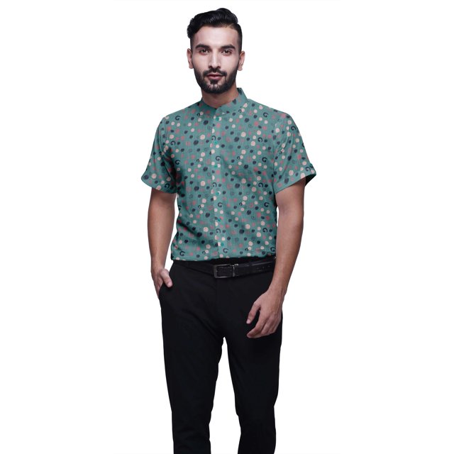BESTMAN Slim Fit Shirts For Men Button Down Short Sleeve Printed Shirts For Boys