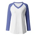 thumbnail image 4 of EQWLJWE Raglan Sleeve Tops for Women Plus Size Color Block V Neck Raglan Long Sleeve Shirts Casual Fall Sweatshirts Holiday Raglan Sleeve Tops, 4 of 4