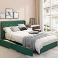 thumbnail image 2 of Gymax Full Upholstered Bed Frame with 4 Storage Drawers Headboard Green, 2 of 9