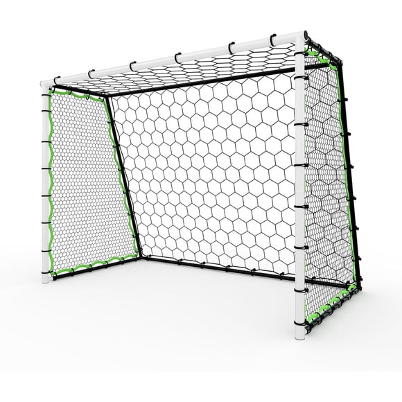But de Soccer Portable, Filet d'Entraînement de Soccer - Cadre en Acier Robuste 6x3x4 Pi et 12x6 Pi avec Filet PE, Conception Pliable pour la Pratique Enfants/adultes (Couleur 3-en-1, 2,13x1,52 m)