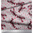 thumbnail image 3 of Soimoi Polyester Crepe Fabric Dot & Lobster Ocean Print Sewing Fabric Yard 52 Inch Wide, 3 of 3