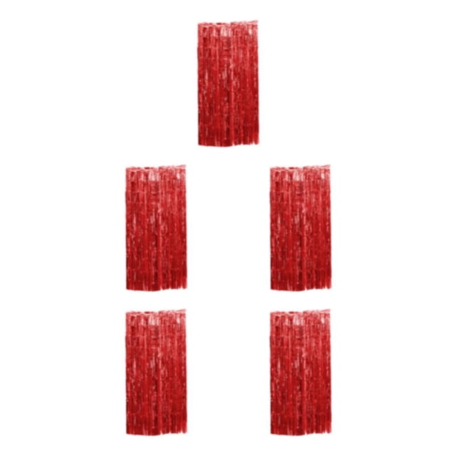 Wweixi Customized Fringe Curtain For Exquisite Anniversary Party Decorations Luster Red 5Set