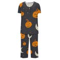 thumbnail image 3 of Jamicy Pyjama Boutonné Femme Tenue d'Intérieur pour Femmes Deux Pièces à la Mode Décontractée Ample Imprimé Col Rond Ensemble de Pyjama Pyjama d'Halloween, 3 of 4