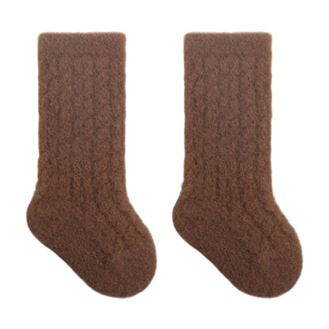 Boys Knee High Socks Children's Solid Colour Newborn Socks Socks Christmas Socks Coffee 4M