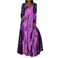 thumbnail image 2 of CEHVOM Women's Fashion Casual Round Neck Long Sleeve 3D Printed Long Dress, 2 of 6