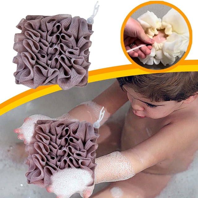 Bathroom Products Shower Loofah With Drawstring Soap Holder & Maker Soft Scrubbing Sponge For Rich And Back Scrubbing