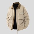 thumbnail image 2 of Men's Work Jacket, Windproof Long Sleeve Lapel Design with Pockets, Solid Color Casual Coat for Fall Outdoor Activities and Daily Wear, 2 of 9