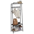 thumbnail image 4 of Coat Rack Shoe Bench, 4-in-1 Hall Trees Entryway Bench with Coat Rack and Shoe Rack, Wood Look Accent Furniture with Steel Frame Storage Shelf and Hanging Bar, Industrial, Rustic Brown & Black, 4 of 9