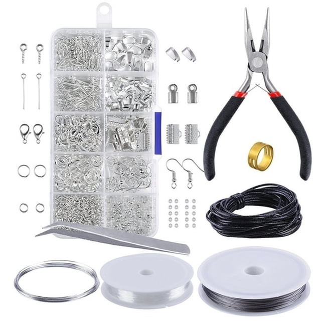 Amdohai Jewelry Making Kit Jewelry Findings Starter Set Jewelry Beading Making and Tools Pliers Silver Beads Wire Starter Tool