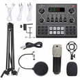 thumbnail image 1 of Graflsoa Professional BM800 Microphone & V9 Sound Card Kit for Live Streaming, Karaoke, and Recording - Adjustable Stand, Shockproof Mount, Dual Audio Ports - Black with Silver Mesh, 1 of 6