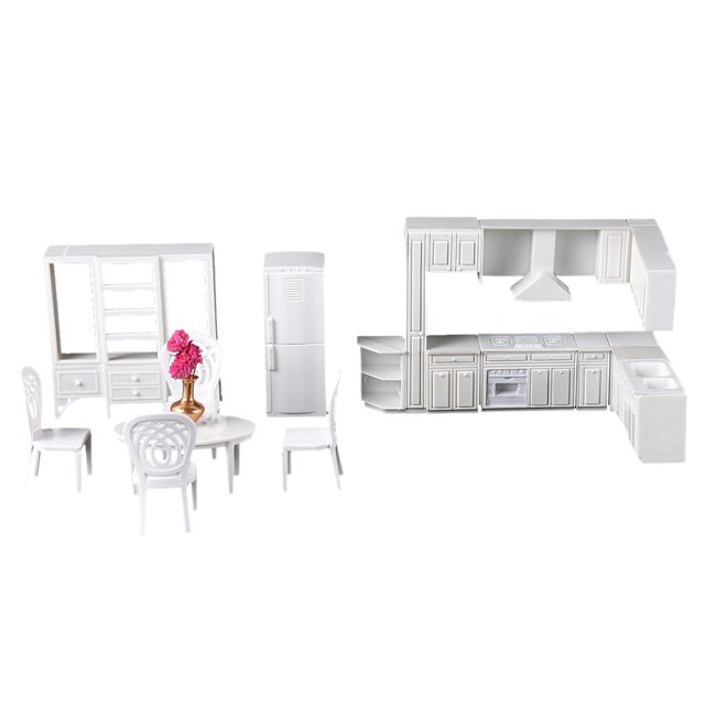 Milaget 1/25 Traditional Dining Room Furniture Stove Refrigerator Cabinet Set Sand Table