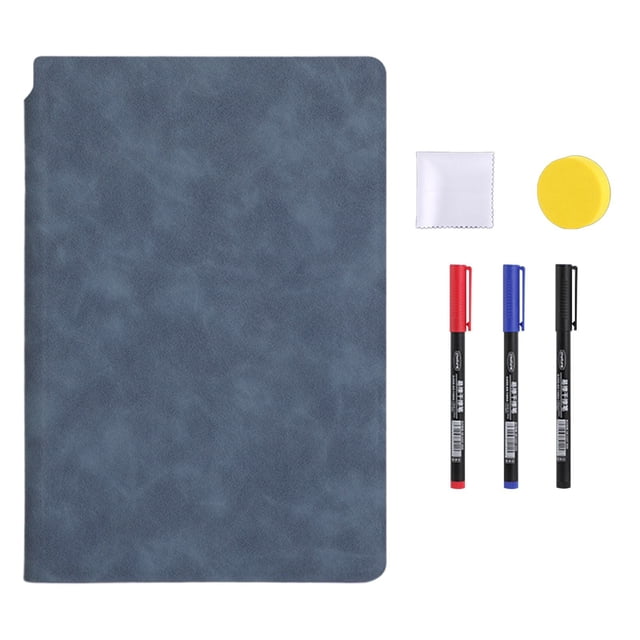 1 Pcs Carnet pour Tableau Blanc Réutilisable, Petit Tableau Effaçable à Sec Portable, Comprend 1 Chiffon, 3 Marqueurs et une Effaceur pour Tableau Noir, Mini Carnets Portatifs pour Tableau Blanc, Carnet de Dessin Réutilisable, (L, 6.6x9.5 Po)