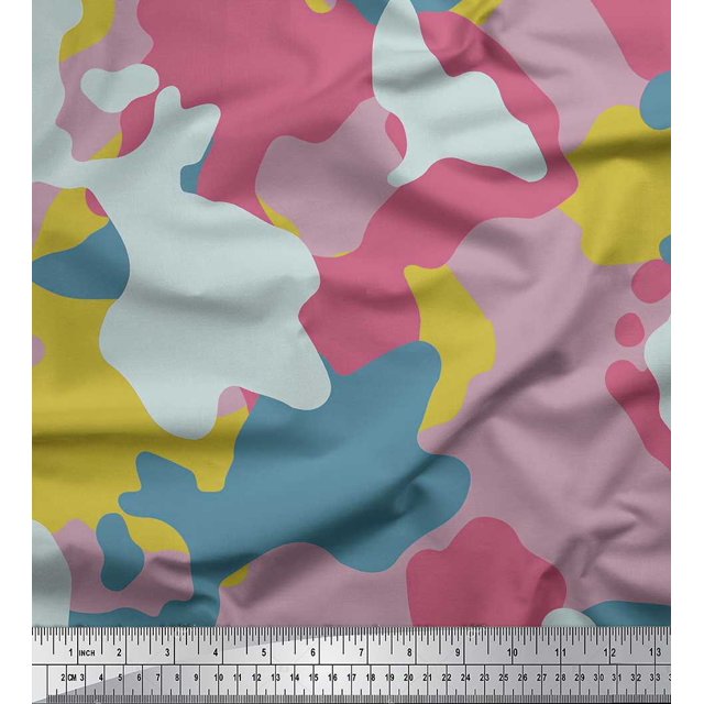 Soimoi Viscose Chiffon Fabric Multicolor Camouflage Decor Fabric Printed Yard 42 Inch Wide