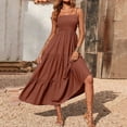 thumbnail image 1 of EGNMCR Robe Maxi d'Été pour Femme Décontractée Bohème Sans Manches à Bretelles Spaghetti Smockée à Volants Longue de Plage Soleil, 1 of 9