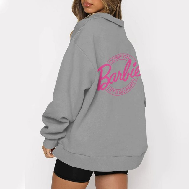 Mode Décontractée à Manches Longues Imprimé Floral Fermeture Éclair Épaule Extérieure Surdimensionnée Sweat-Shirts Noir S