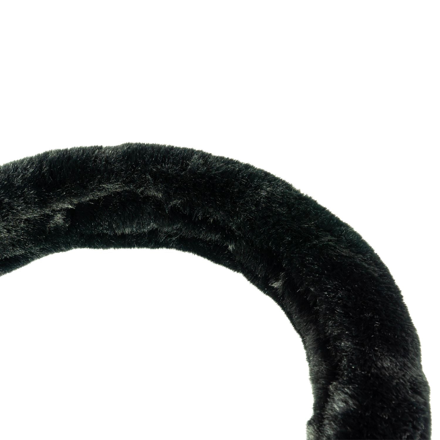 Alpena Plush Black Slip-On Steering Wheel Cover for Cars