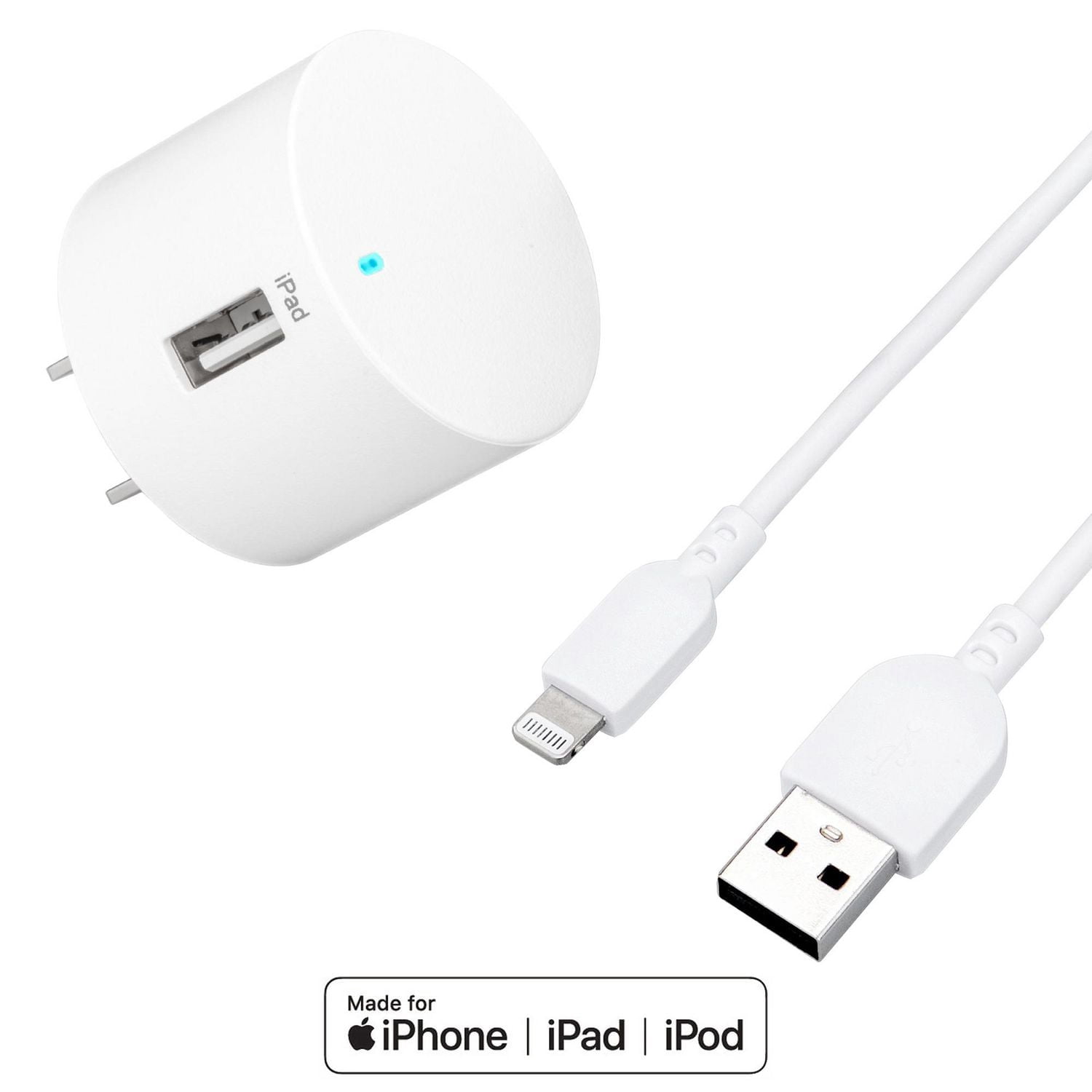 onn. 2.4 Amp USB Wall Charging Kit with 3 FT. Lightning to USB-C Cable