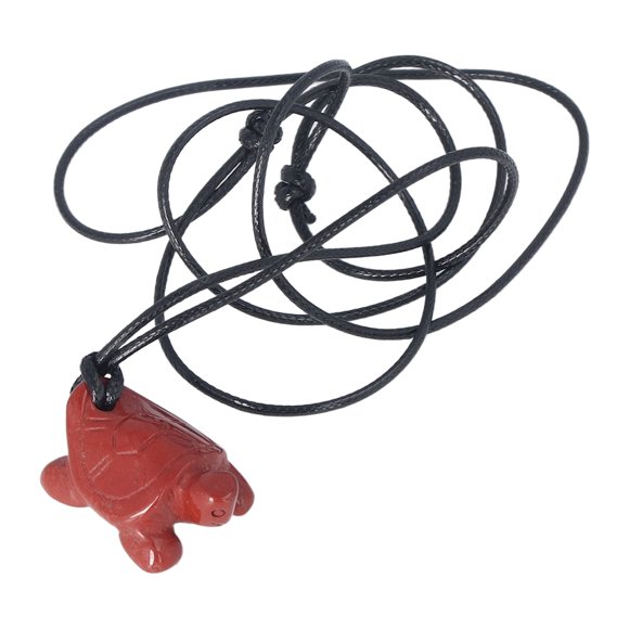 Crystal Pendant Necklace Natural Semi Precious Stones Hand Carved Turtle Shape Crystal Jewelry for Healing Meditation Red Stone