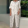 thumbnail image 1 of Ensemble 2 Pcs pour Femmes Été Imprimé Manches Mi-Longues Pull + Pantalon Ensemble en Solde, 1 of 6