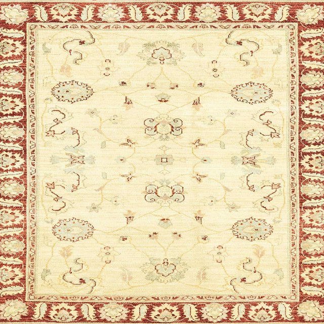 Ahgly Company Indoor Square Abstract Pastel Yellow Oriental Area Rugs, 7' Square