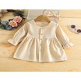 thumbnail image 2 of Tenues d'Automne 2 Pcs pour Filles Tout-Petits Robe Mignonne à Manches Longues Col en V avec Nœud pour Cheveux, 2 of 7