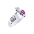 thumbnail image 3 of RYLOS Rings Sterling Silver Claddah Love, Loyalty & Friendship Heart 6MM Gem Irish Wedding Band Claddagh Rings July Star Ruby Jewelry Size 8, 3 of 6