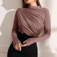 thumbnail image 2 of Penkiiy Women's Long Sleeve Stretch Slim Fitted Ribbed T-Shirt Blouse Cut Out Solid Basic Tops M Coffee, 2 of 8