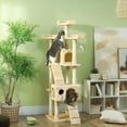 thumbnail image 2 of PawHut Arbre à Chat de 68 Pouces, Grande Tour à Chat à Plusieurs Niveaux avec Condo, Beige, 2 of 10