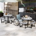 thumbnail image 4 of Costway Round Picnic Table Bench Set with 4 Benches Umbrella Hole All Weather Tabletop Gray, 4 of 10