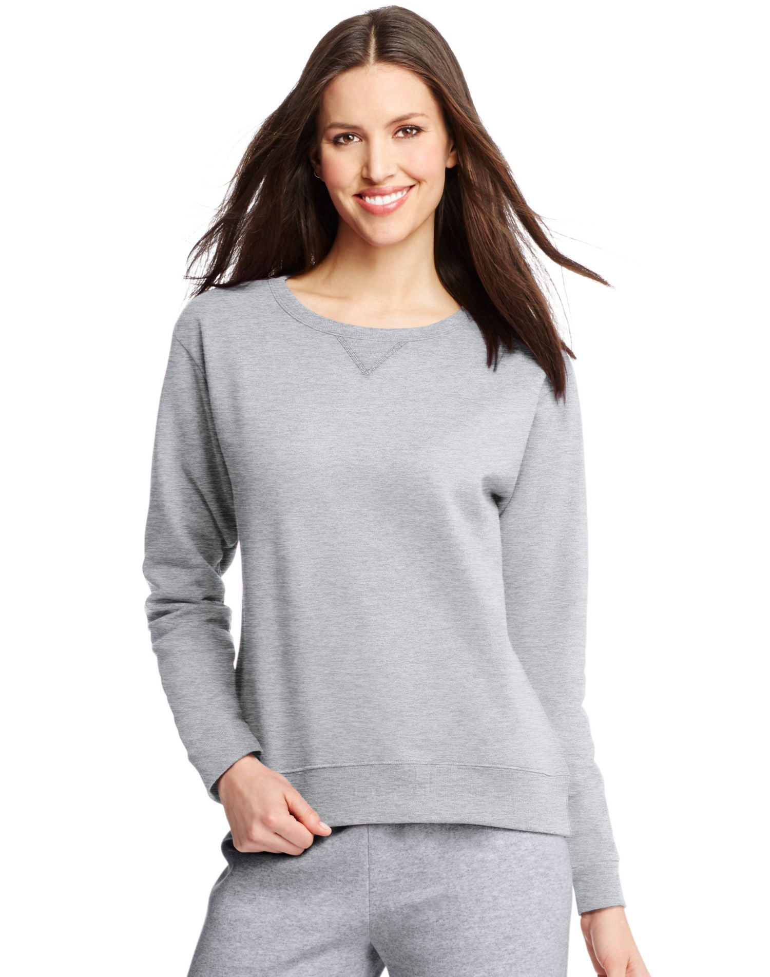 Hanes Womens ComfortSoft EcoSmart Crewneck Sweatshirt, S, Light Steel
