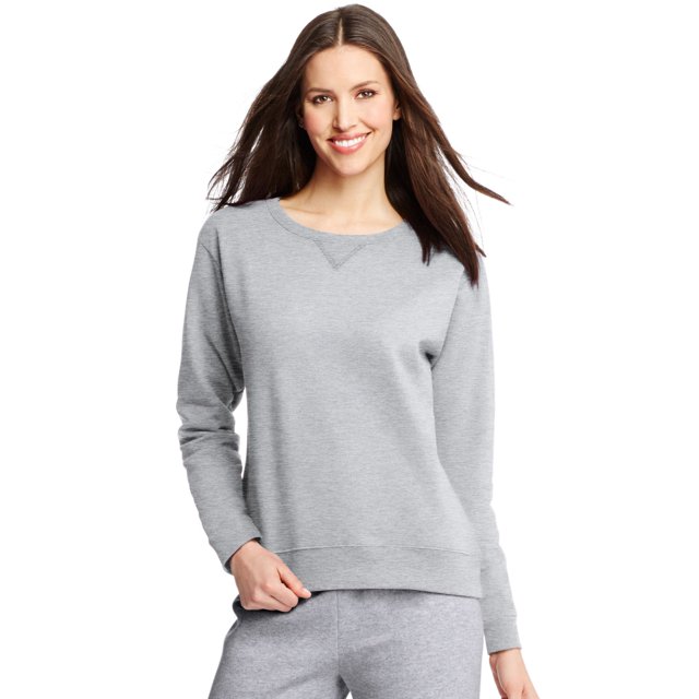Hanes Womens ComfortSoft EcoSmart Crewneck Sweatshirt, L, Light Steel