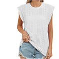 thumbnail image 1 of Besolor Débardeurs d'Été pour Femmes Col Rond Sans Manches Chemises à Illets Décontractées Blouse Tendance Couleur Unie, 1 of 7