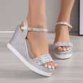 thumbnail image 1 of RKSTN Sandales pour Femmes Bout Ouvert Chaussures Décontractées Strass Confortables Plateforme Compensée Sandales Chaussures Souples Confortables, 1 of 5