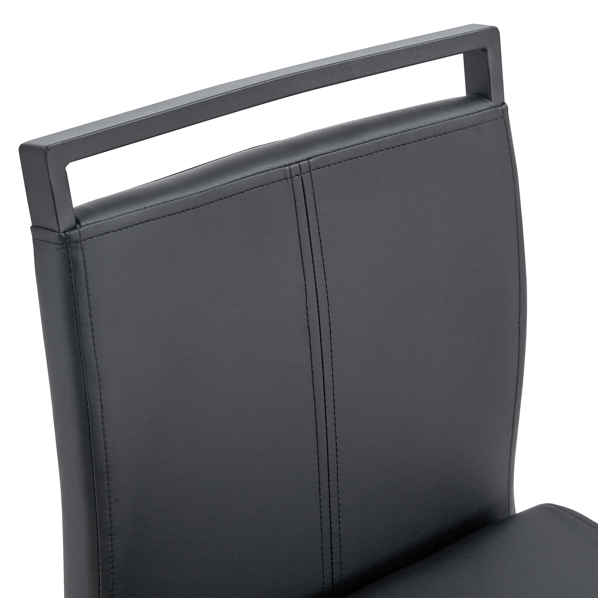 Noble House Ensemble de 2 tabourets de bar moderne, cuir PU noir avec cadre métallique, dossier ergonomique de 38" et pieds antidérapants, noir