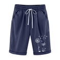 thumbnail image 1 of Timegard Shorts pour Femmes en Coton et Lin Grande Taille à Imprimé Légers d'Été Décontractés Amples avec Poches, 1 of 3