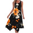 thumbnail image 2 of Ovzne Robes pour Femmes Robe Robes Sans Manches Col Rond Cordon Décontracté Volanté Robe Trapèze Mini Robe Femmes Liquidation, 2 of 7