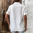 thumbnail image 3 of Hauts à Manches Courtes pour Femmes Été Femmes T-shirt Décontracté Uni à Manches Courtes Col Rabattu Boutons Cardigan Blouse Hauts, 3 of 9