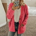 thumbnail image 2 of Women‘s Fleece Sweater Open Front Cardigan Plus Size Button Down Coat Winter Thermal Outwear Sweatshirt (XL  White), 2 of 7
