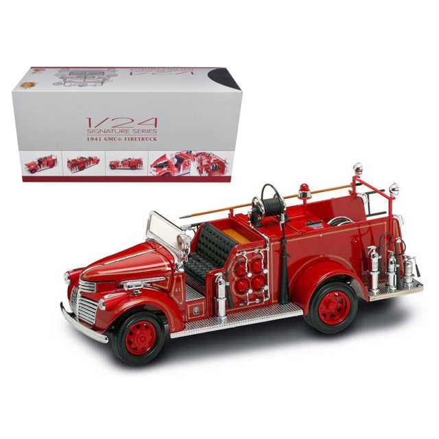 Road Signature 1941 GMC Fire Engine Red with Accessories 1/24 Diecast Model Car