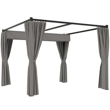 Outsunny 10' x 10' Patio Pergola with Retractable Canopy, Light Grey