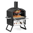 thumbnail image 1 of Topbuy Outdoor Pizza Oven for Cooking 2 Pizzas Wood Fire Pizza Stone w/ Pizza Peel Pizza Stone Waterproof Cover Fold-up Legs, 1 of 9